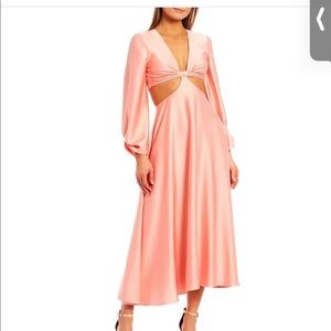 Gianni Bini Madeline Satin Plunge V-Neck Midi Dress